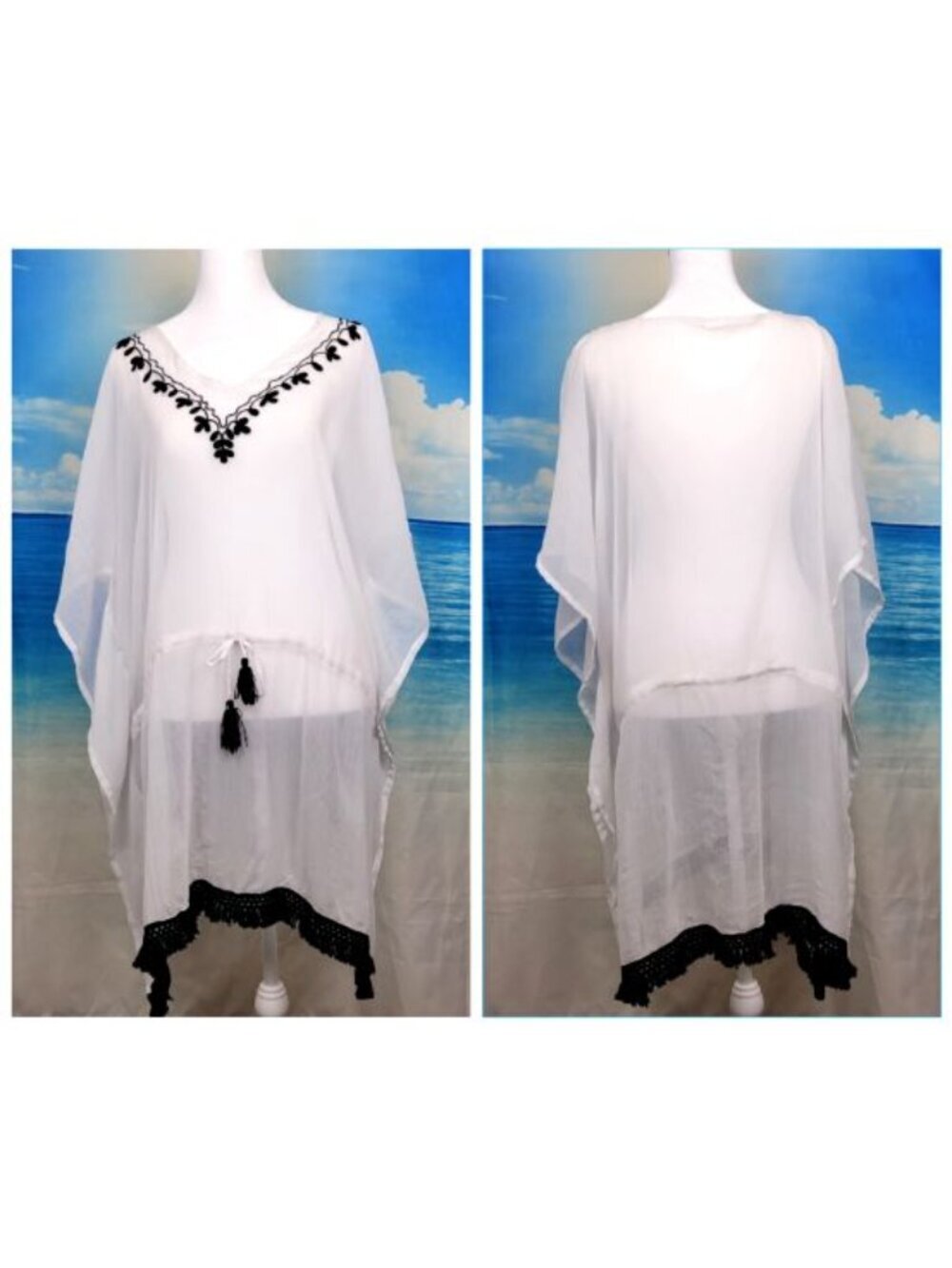 Woman's WHITE Sheer Swim Bathing Suit Beach Cover Lightweight ONE SIZE
